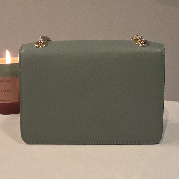 Strathberry Teal Embroidered Crossbody Bag with Gold Chain - Picture 7 of 10